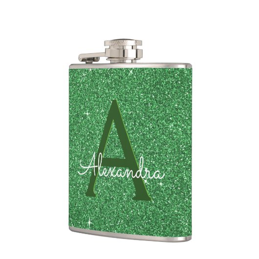 St. Patrick's Day Green Glitter & Sparkle Monogram Heupfles (Links)