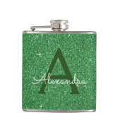 St. Patrick's Day Green Glitter & Sparkle Monogram Heupfles (Voorkant)
