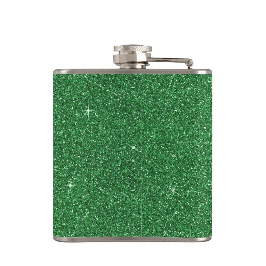 St. Patrick's Day Green Glitter & Sparkle Monogram Heupfles (Achterkant)