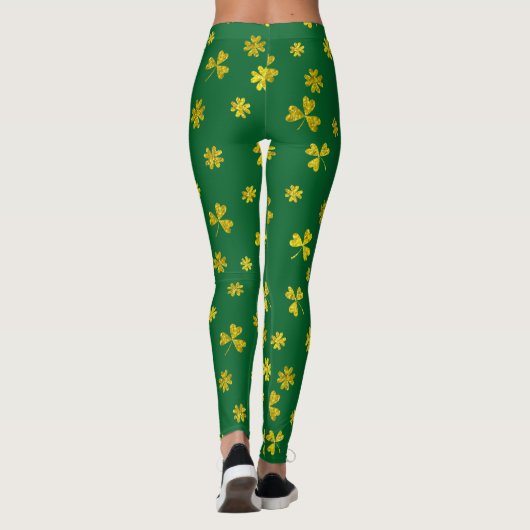 St Patrick's Day Green Gold Irish Shamrocks Leggings (Achterkant)