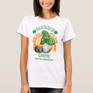 St Patricks Day Green Irish Gnome BLESSED T-shirt