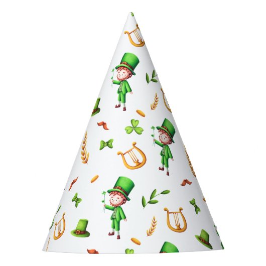 St. Patrick's Day Green Leprechaun Pattern Irish Feesthoedjes (Voorkant)