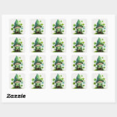 St. Patrick's Day Green Leprechaun Vierkante Sticker (Vel)