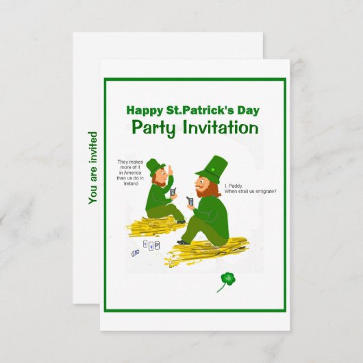 St.Patrick's Day, Green Leprechauns RSVP Kaart (Voorkant / Achterkant)