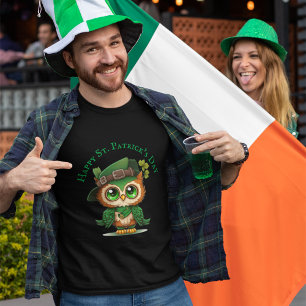 St. Patrick's Day Green Owl gepersonaliseerd T-shirt