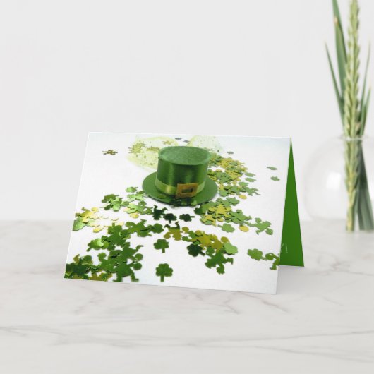 St Patricks Day Green Pet Clover Confetti Greeting Kaart (Voorkant)
