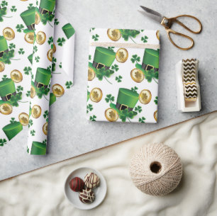 St. Patrick's Day Green Pet Shamrock Vine Irish Cadeaupapier