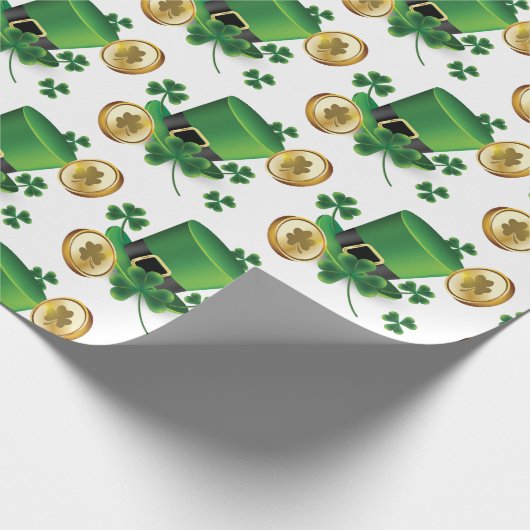 St. Patrick's Day Green Pet Shamrock Vine Irish Cadeaupapier (Hoek)