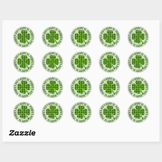 St Patricks Day Green Pset Shamrock Clover Ronde Sticker (Vel)