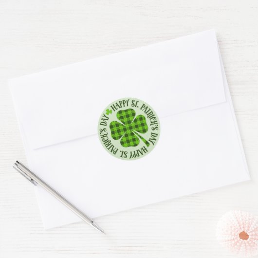 St Patricks Day Green Pset Shamrock Clover Ronde Sticker (Envelop)