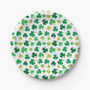 St Patricks Day Green Shamrock Clover Pattern Papieren Bordje