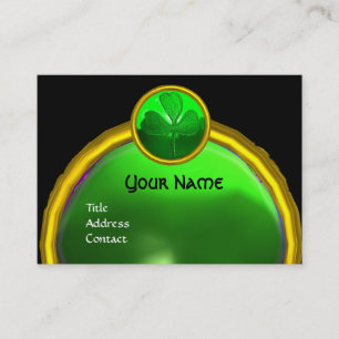 ST PATRICK'S DAY GREEN SHAMROCK GEMSTONE JEWEL VISITEKAARTJE