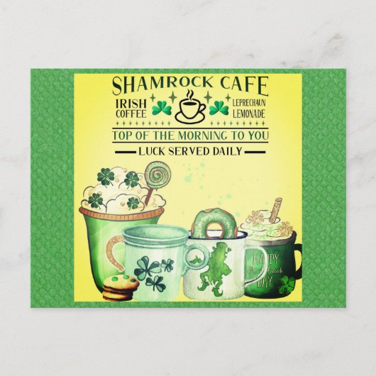 St. Patricks Day Green Shamrock Irish Cafe Briefkaart (Voorkant)