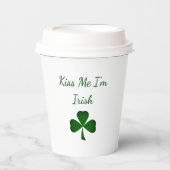 St. Patrick's Day Green Shamrock Kiss Ik ben Iers Papieren Bekers (Voorkant)