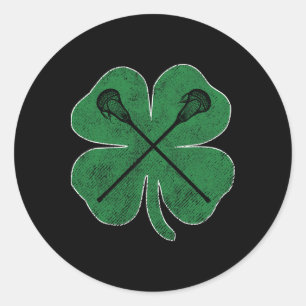 St Patrick's Day Green Shamrock Lacrosse Irish Man Ronde Sticker