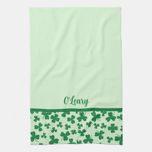 St. Patrick's Day Green Shamrock Monogrammed Theedoek (Verticaal)