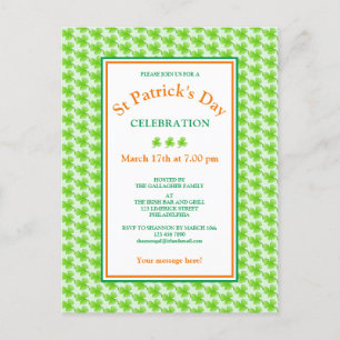 St Patrick's Day Green Shamrock Party Uitnodiging Briefkaart