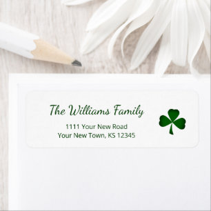 St. Patrick's Day Green Shamrock Return Address Etiket