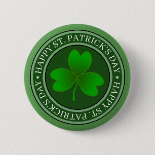 St Patrick's Day Green Shamrock Ronde Button 5,7 Cm