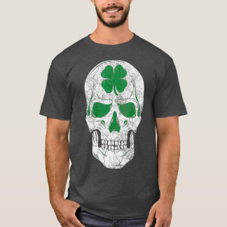 St Patricks Day Green Shamrock Skull Irish Gift T-shirt