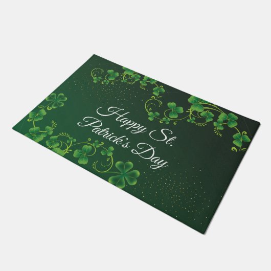 St. Patrick's Day Green Shamrock Vine Irish Party Deurmat (Schuin)
