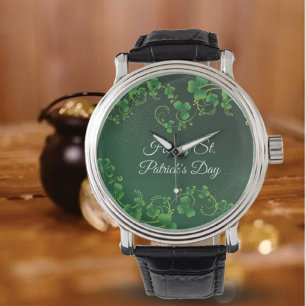 St. Patrick's Day Green Shamrock Vine Irish Party Horloge