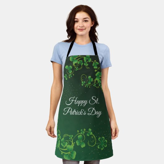 St. Patrick's Day Green Shamrock Vine Irish Party Schort (Gedragen)