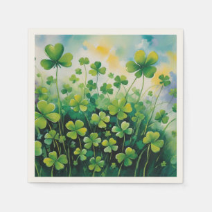 St. Patrick's Day Green Shamrocks en Tie Dye Sky Servet