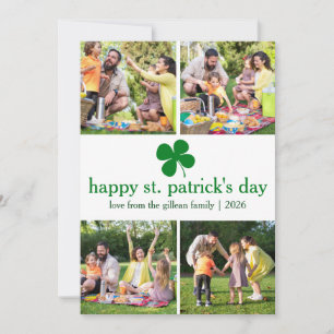 St. Patrick's Day Green Shamrocks familie Foto Feestdagenkaart