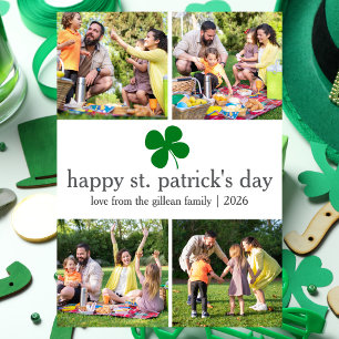 St. Patrick's Day Green Shamrocks familie Foto Feestdagenkaart