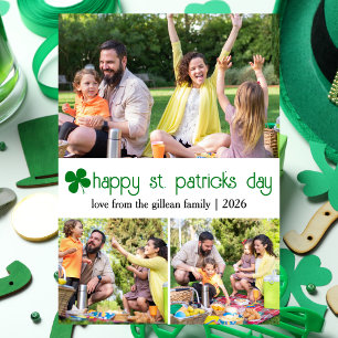 St. Patrick's Day Green Shamrocks familie Foto Feestdagenkaart