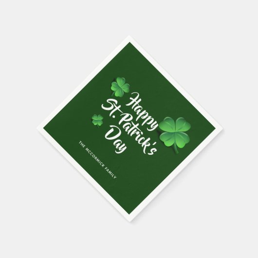St. Patricks Day Green Shamrocks Party - Gepersona Servet (Hoek)
