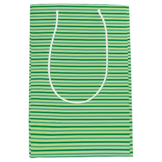 St. Patrick's Day Green Stripes Pattern-54608 Medium Cadeauzakje (Voorkant)