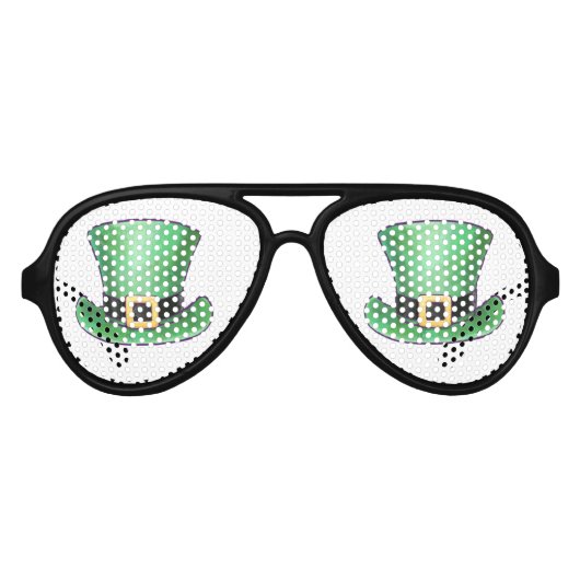 St Patrick's Day Green Top Hat Aviator Zonnebril (Voorkant)