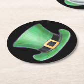 St Patrick's Day Green Top Hat op Black Ronde Kartonnen Onderzetter (Gebogen)