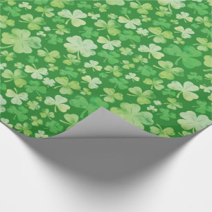 St Patricks Day Green Waterverf Shamrock Pattern Cadeaupapier