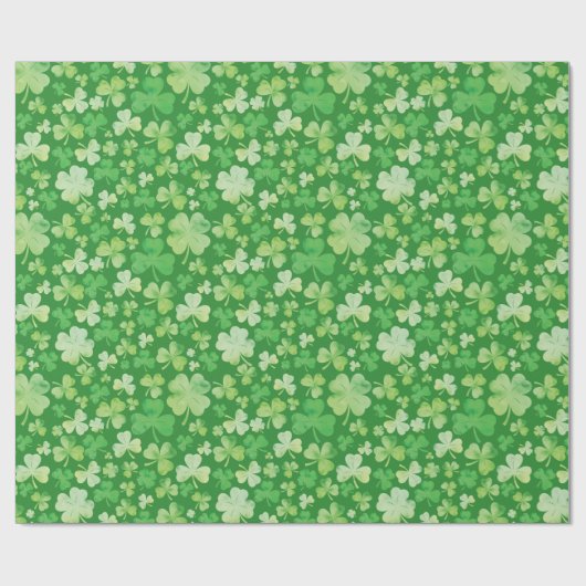 St Patricks Day Green Waterverf Shamrock Pattern Cadeaupapier (Vlak)