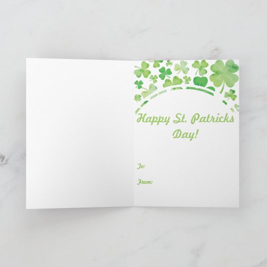 St Patricks Day Green Waterverf Shamrock Pattern Kaart (Binnen)