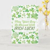 St Patricks Day Green Waterverf Shamrock Pattern Kaart (Gele Bloem)