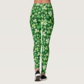 St Patricks Day Green Waterverf Shamrock Pattern Leggings (Achterkant)