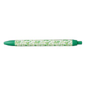 St Patricks Day Green Waterverf Shamrock Pattern Zwarte Inkt Pen (Voorkant)