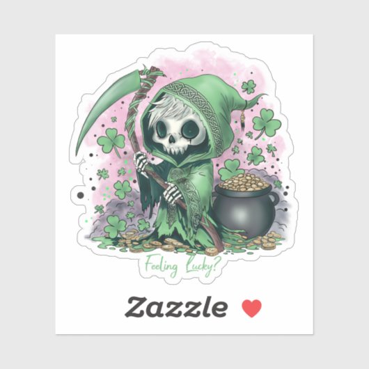 St. Patrick's Day Grim Reaper Sticker (Vel)