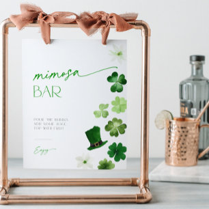 St. Patrick's Day Groen Klaver Mimosa Bar Menu Reclamebord Met Voetstuk