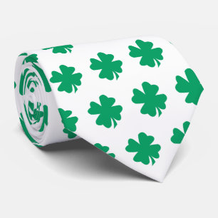 St. Patrick's Day Groen Witte Shamrock Cadeau Favo Stropdas
