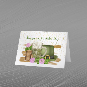 St. Patrick's Day Groene Bier Hoed Munten Klaver Feestdagen Kaart