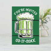 St. Patrick's Day Groene Bier Party Uitnodiging (Staand voorkant)