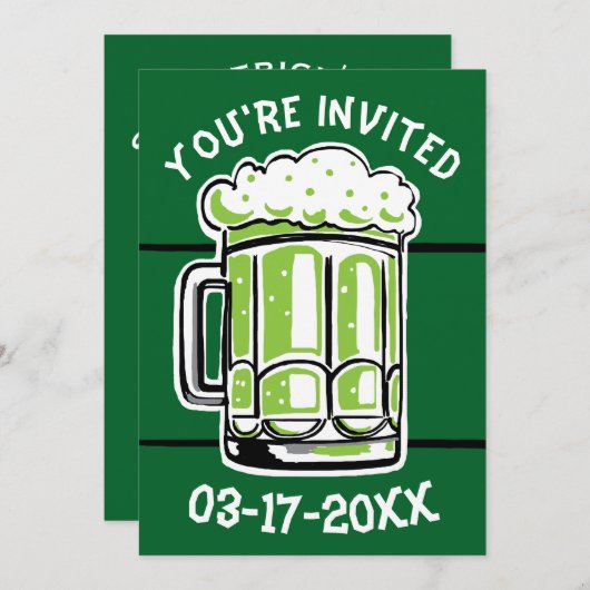 St. Patrick's Day Groene Bier Party Uitnodiging (Voorkant / Achterkant)