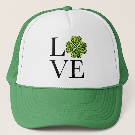 St. Patrick's day | Groene cheetah shamrock Trucker Pet (Voorkant)