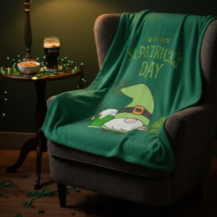 St. Patrick's Day groene fleece deken met kabouter