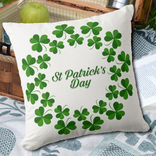 St. Patrick's Day Groene Klaverblad Kussen